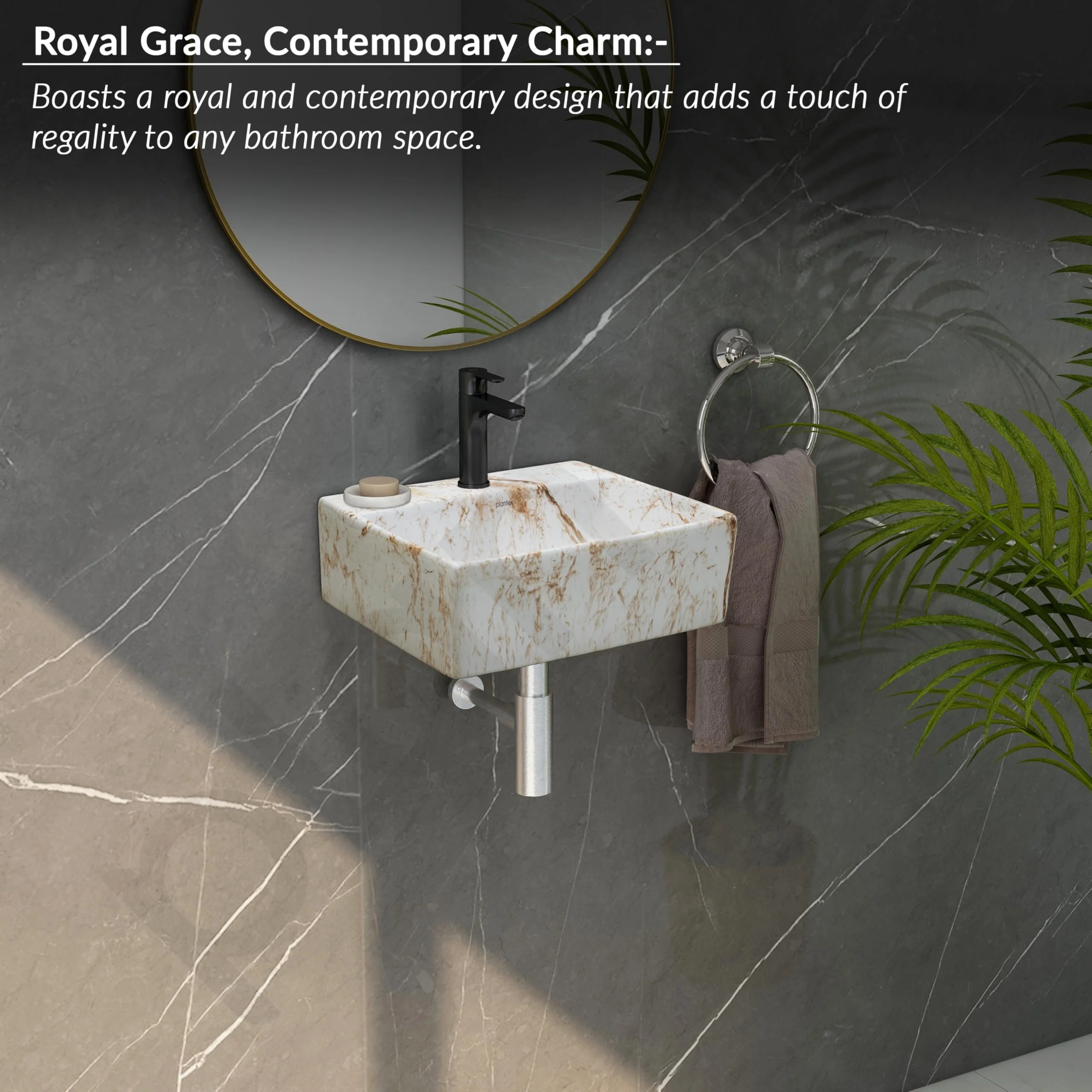 Plantex Wall Mount Washbasin for Bathroom/Designer Ceramic Basin/Rectangle Tabletop Wash Basin/Home/Office (13 x 11.5 x 4.5 Inch) - Image 5
