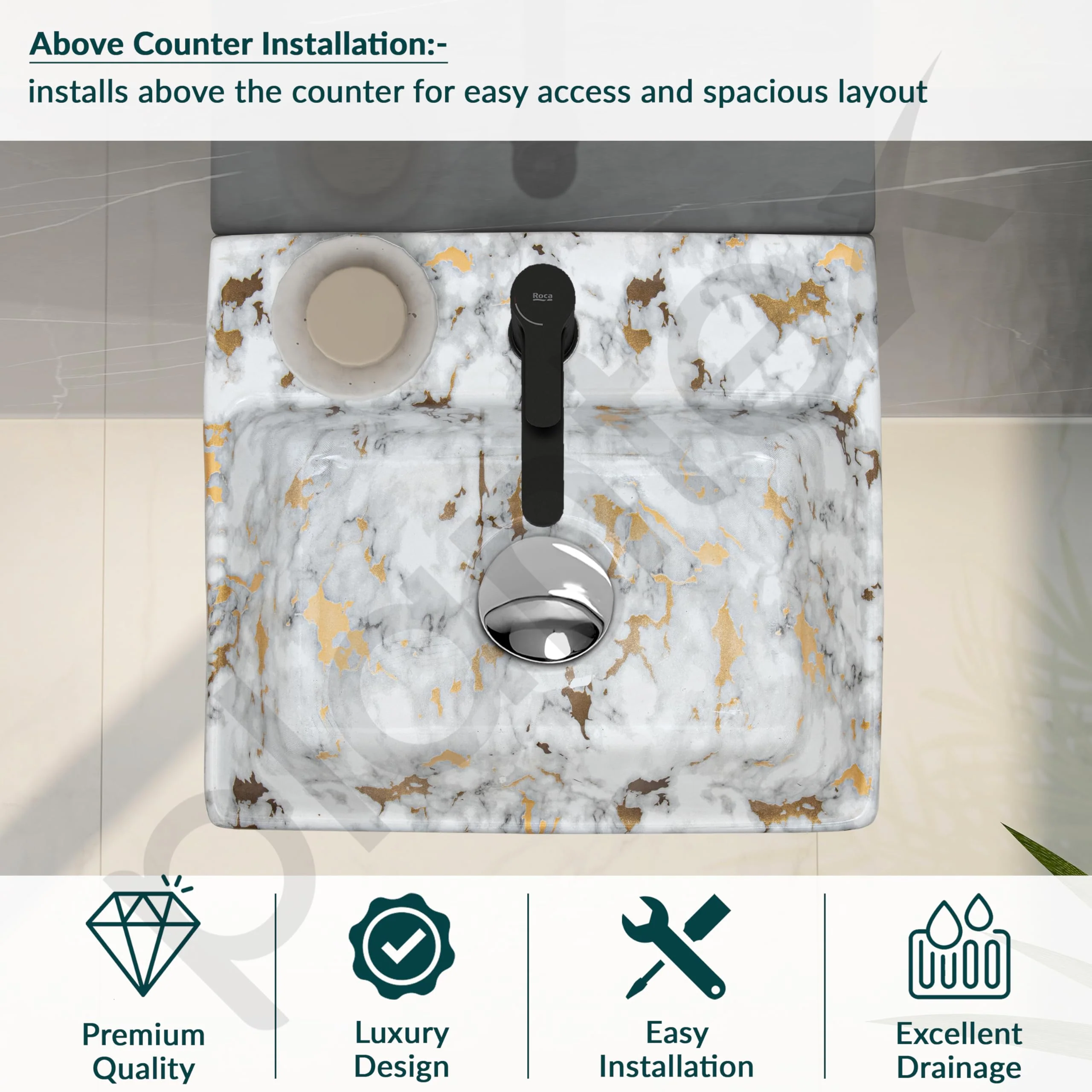 Plantex Wall Mount Washbasin for Bathroom/Designer Ceramic Bathroom Sink/Rectangle Tabletop Wash Basin/Home/Office (13 x 11.5 x 4.5 Inch) - Image 5