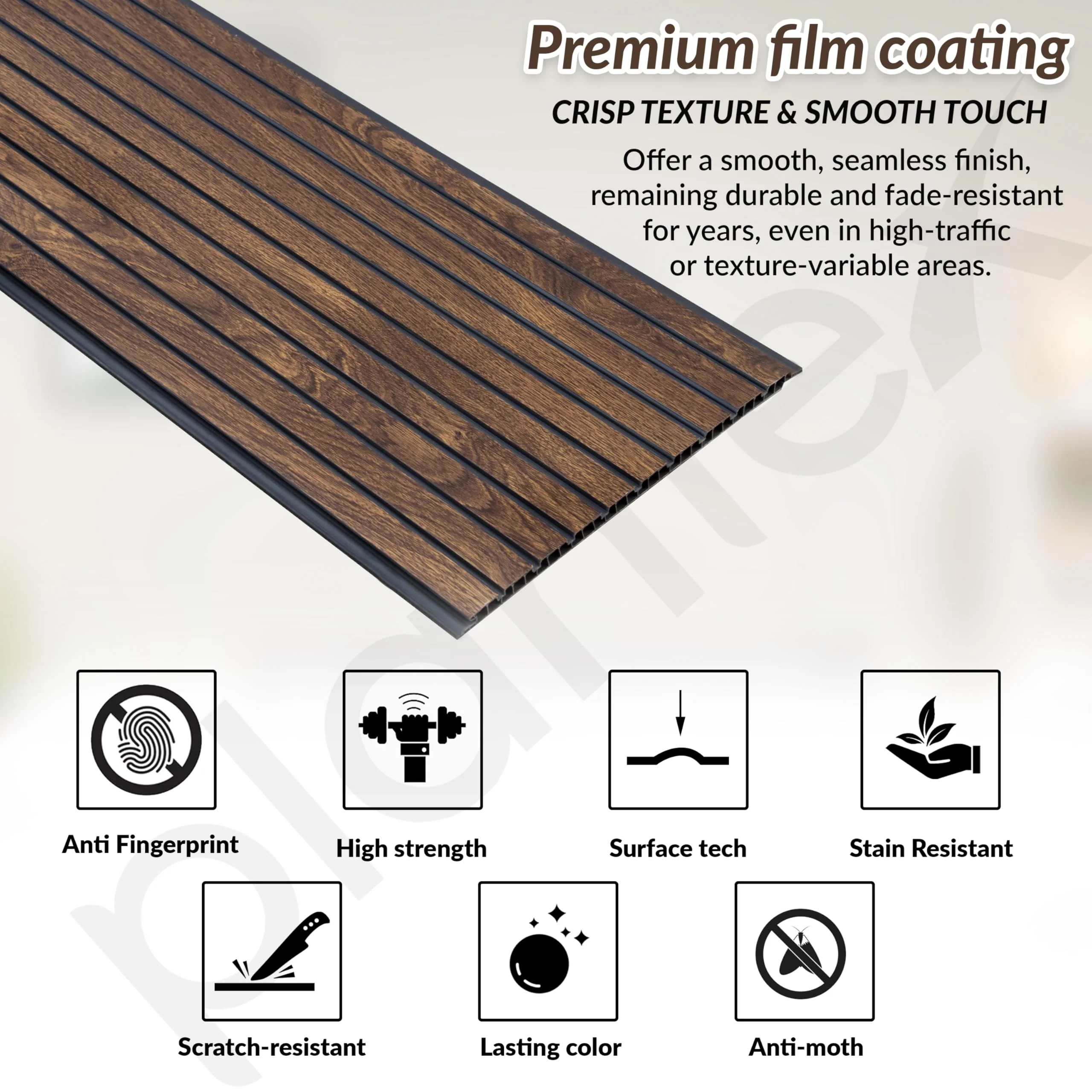 Plantex Wall Panel/PVC Louver Panel for Wall with Size - 12 Inch x 10 Ft/Durable, Lightweight, and Stylish Panels for Office/Hotel/Ideal for Walls & Ceilings - Pack of 1 (Dark Wood, 5033) - Image 3