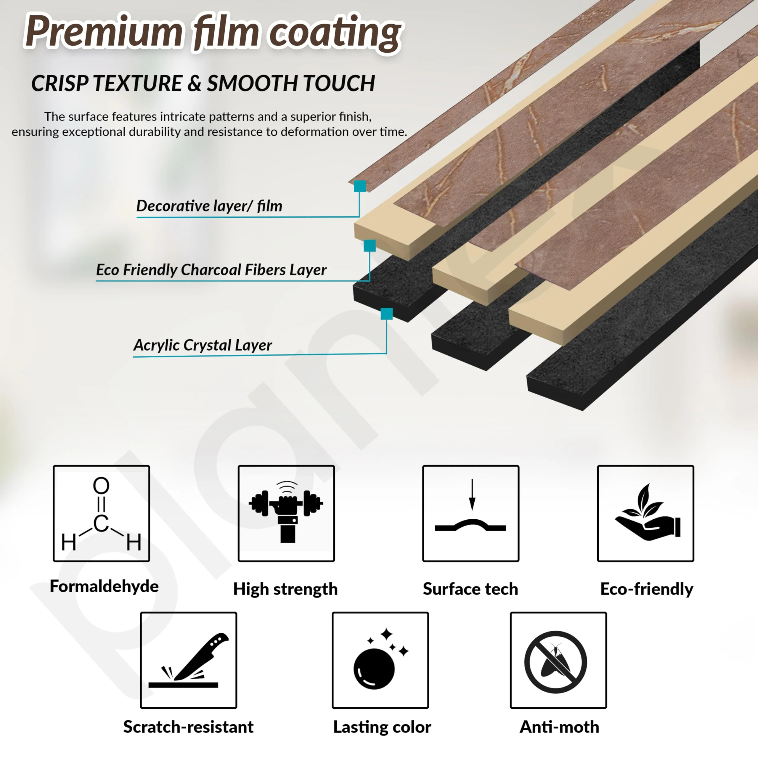 Plantex Wall Panels/Louvers Panel for Wall 8 Feet/Charcoal Panel for Interior Wall Décor/3D Wall Panel - Pack of 10 Covers - 40 Sq. Ft, Size-5 Inch x 8 Feet (Brown Marble) - Image 3