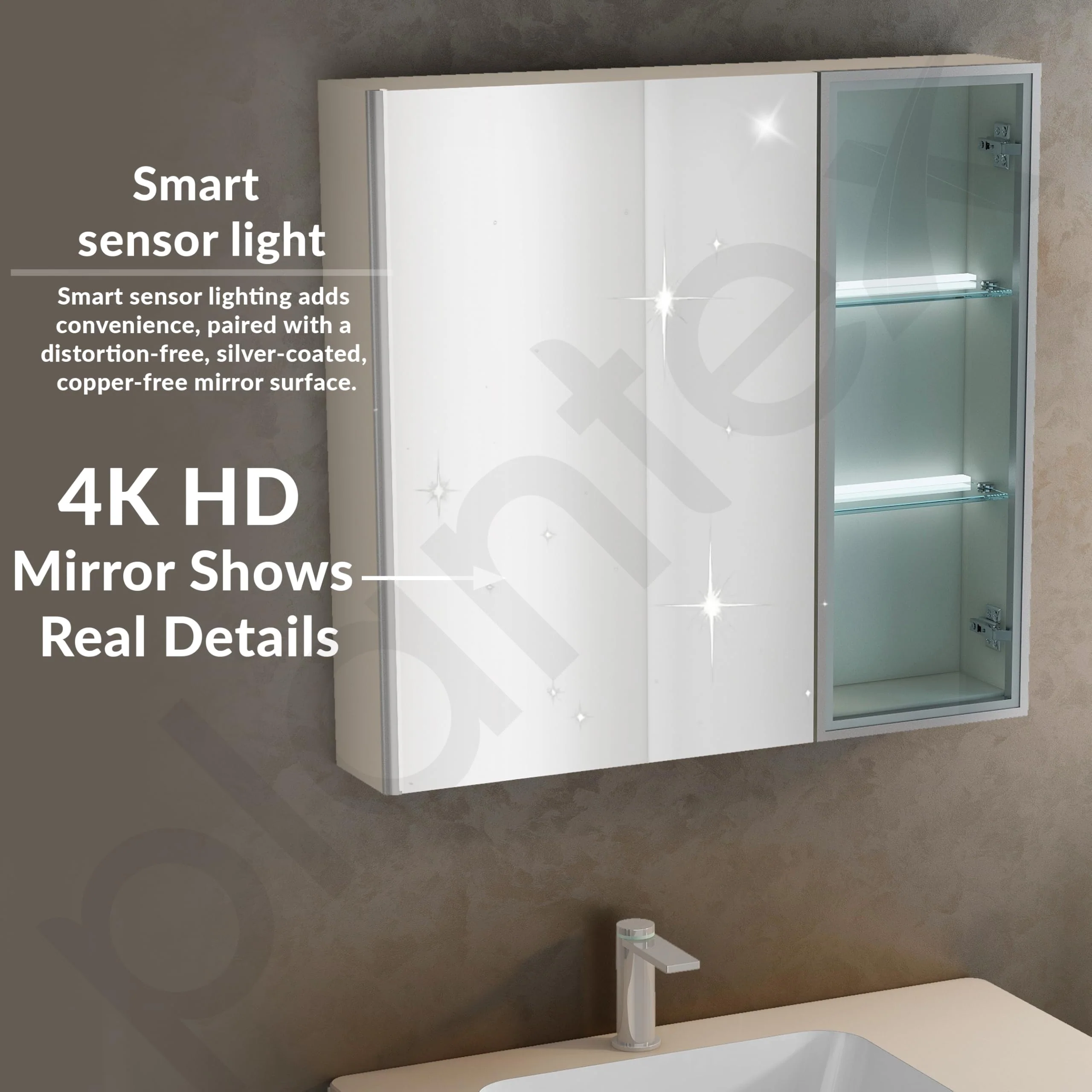 Plantex Wash Basin with Cabinet Full Set/Rectangle Bathroom Vanity/Bathroom Washbasin Cabinet with LED Mirror and Coupling (NZBC-37) - Image 4