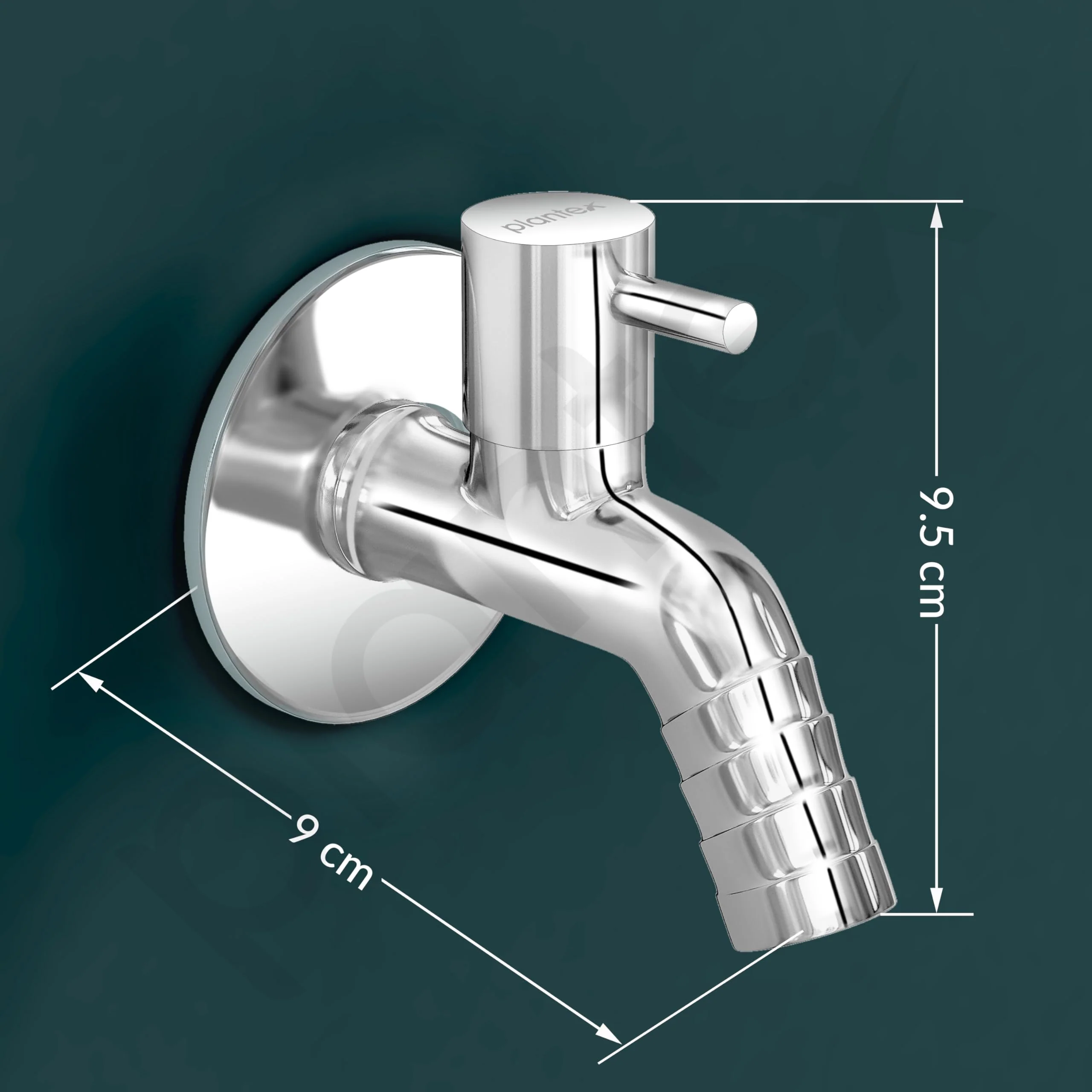 Plantex Washing Machine Tap with Wall Flange and Teflon Tape/3/4in Nozzle Bib Cock Garden Tap-(1259-Mirror Chrome) - Image 3