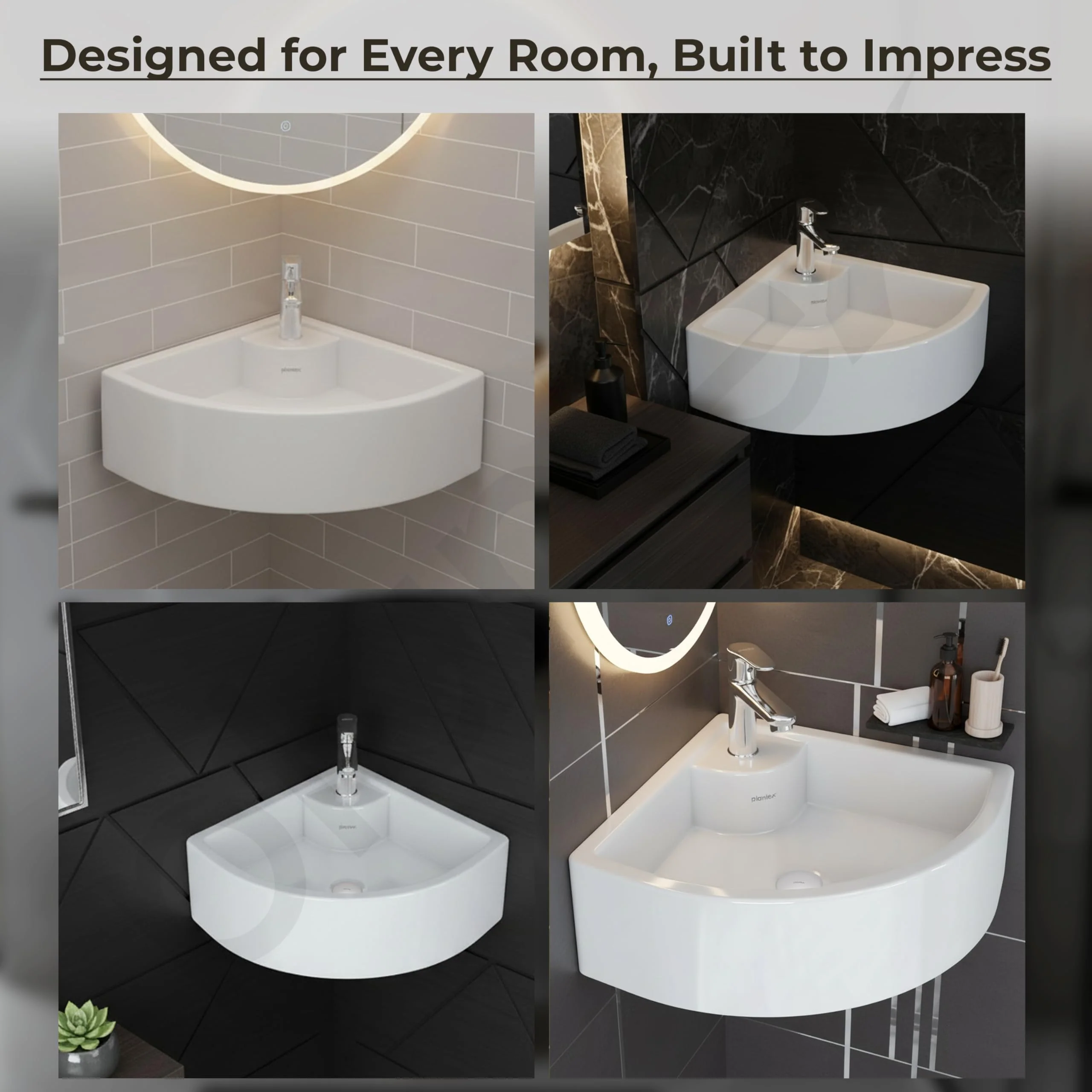 Plantex White Ceramic Corner Washbasin/Wall Mount Basin for Bathroom/Wall Hung Wash Basin/Small Corner Sink/10 Years Glaze Warranty by Plantex (Cornia - 16 x 16 x 10 Inch) - Image 5