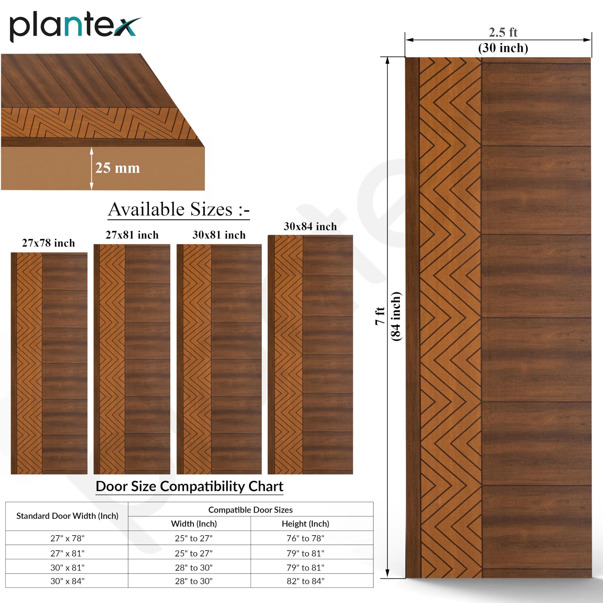 Plantex WPC Doors for Bathroom (25 mm - Thickness)/Waterproof and Termiteproof Bathroom Door/Wooden Finished Door for Home/Balcony/Office/Kitchen, Density-600 (30x84 inch,22 kg- Ember Pattern) - Image 4