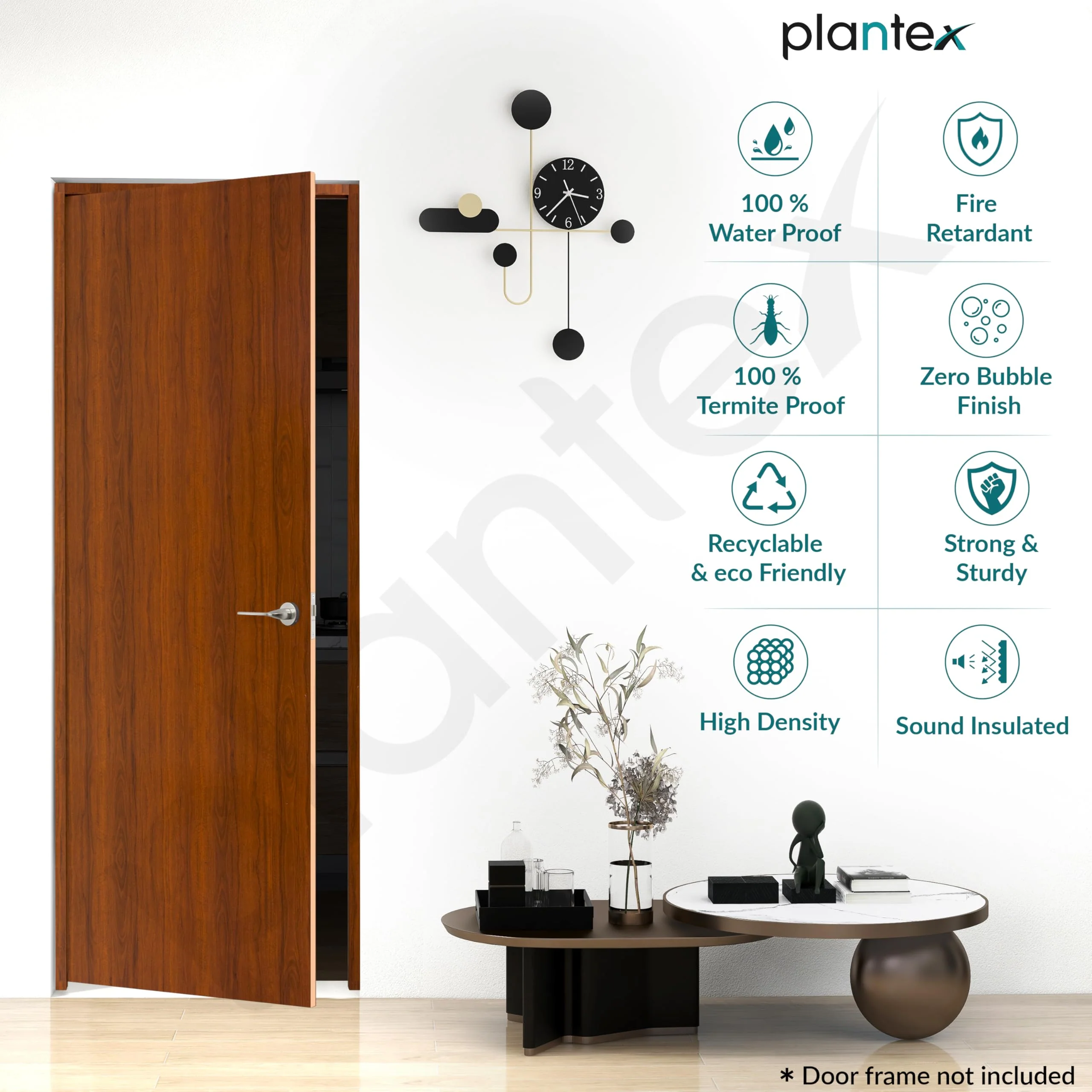 Plantex WPC Doors for Bathroom (30 mm - Thickness)/Termiteproof Bathroom Door/2.25x6.75 Feet Wooden Finished Door for Home/Balcony/Office/Kitchen, Density-600 (27x81 inch,22 kg- Classic Wooden), Brown - Image 3