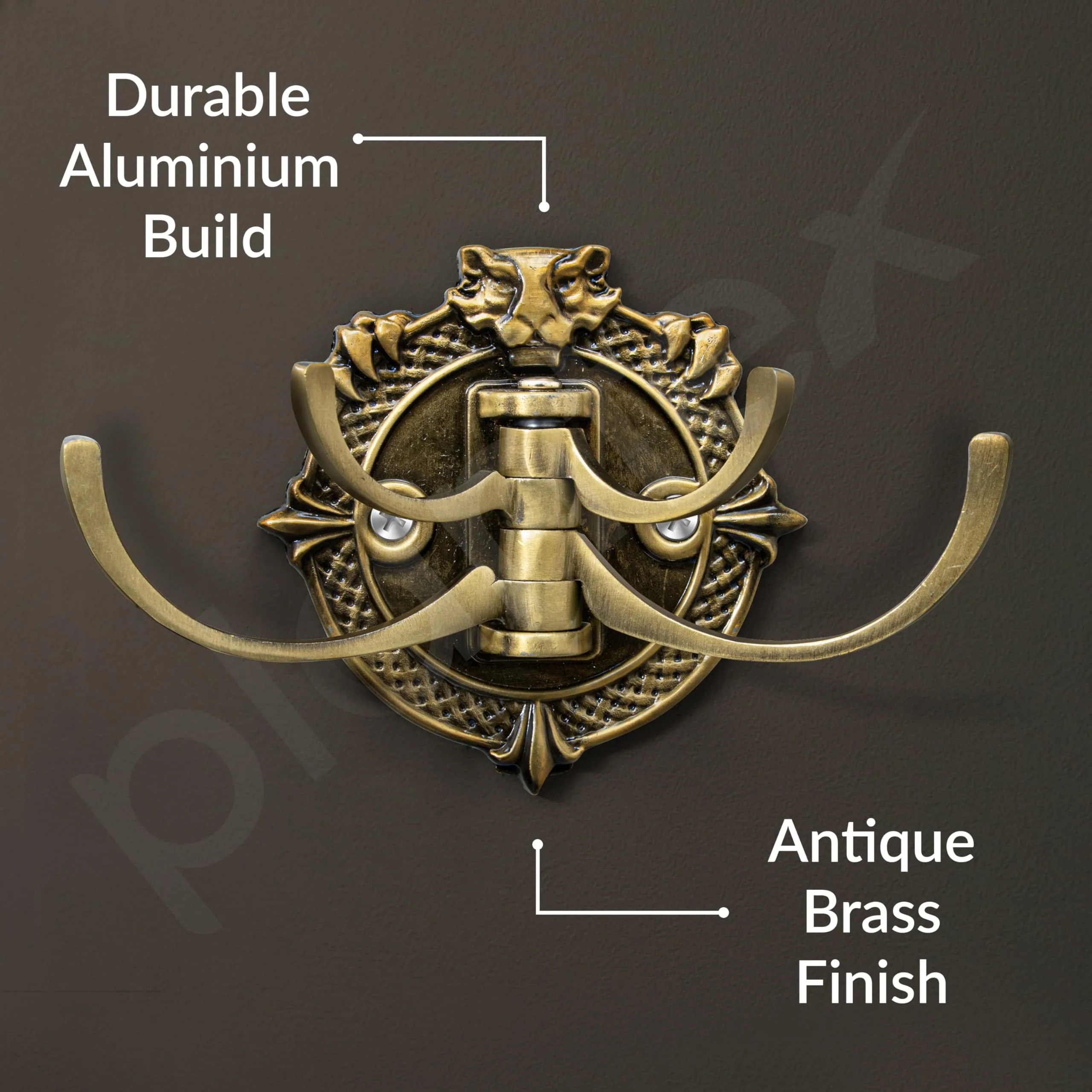 Plantex Zinc Alloy, Antique Robe Hook, Cloth-Towel Hanger Bathroom Accessories (Brass, Lion) - Image 7